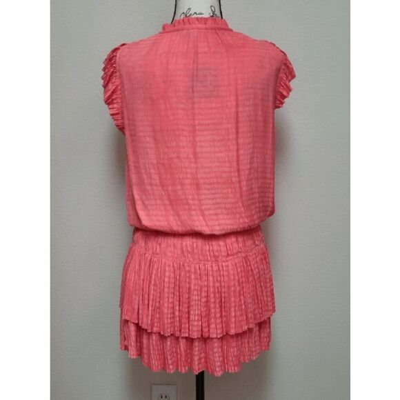 🧡 CURRENT AIR Maude Smocked Tiered Elastic Waist Orange Coral Mini Dress SIZE S - Picture 6 of 15